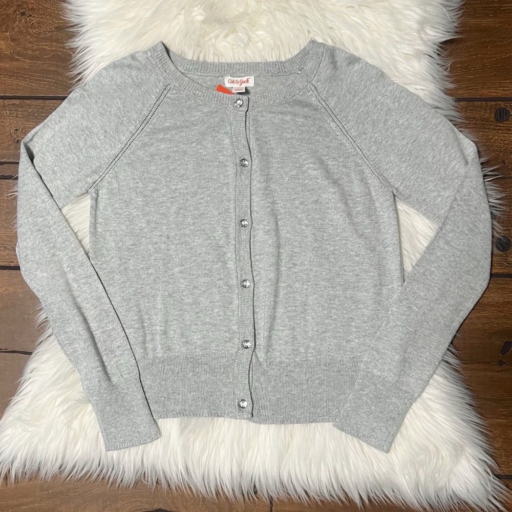 Cat & Jack Gray Knit Sweater with Round Neckline